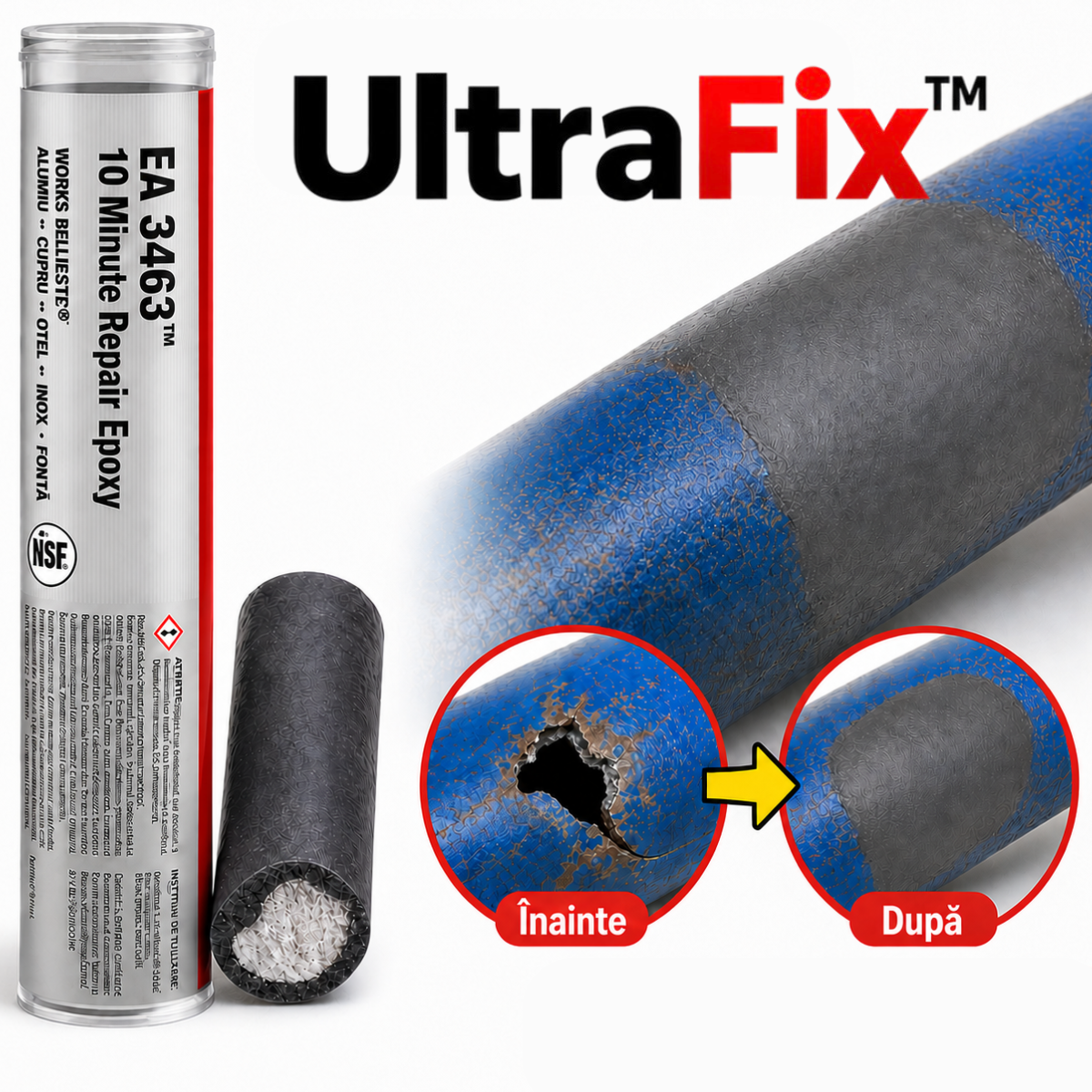 Baton epoxidic 2 în 1 pentru lipire, umplere și reparații rapide - UltraFIX