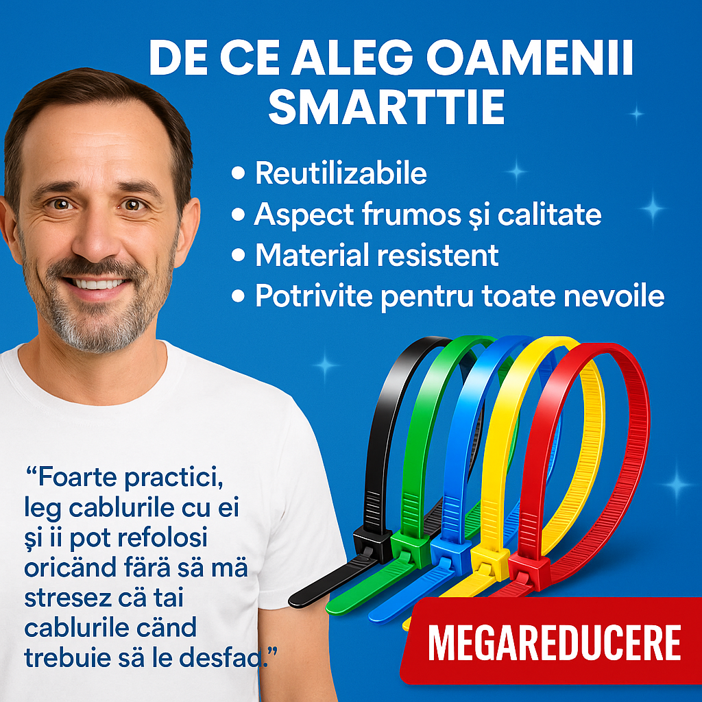 Șoricei Zip-Ties Reutilizabili (100/set) - SmartTie™