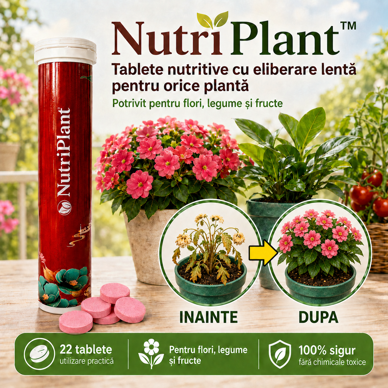 Tablete Nutritive cu Eliberare Lenta pentru Orice Planta - NutriPlant™